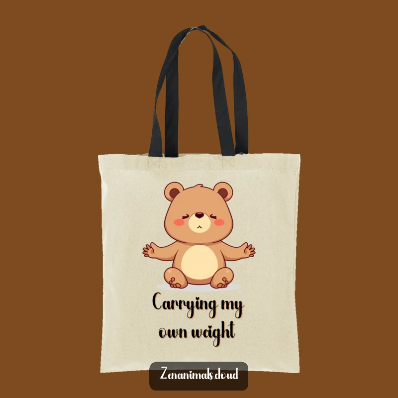 Funny Yogi Bear Tote Bag - Determined Yoga Pose Carry-All