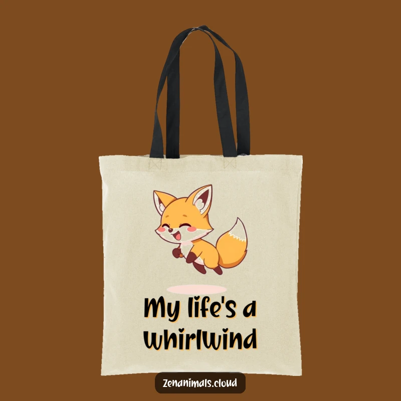Funny Fox Tail Chasing Tote Bag: Giggling Foxy Design, Practical Humorous Gift